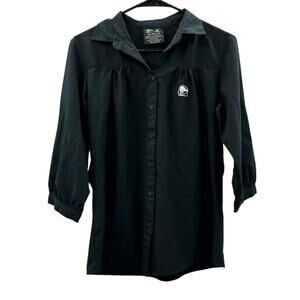 Taco Bell Uniform Women's Black 3/4 Sleeve Button Down Shirt‎ Size S